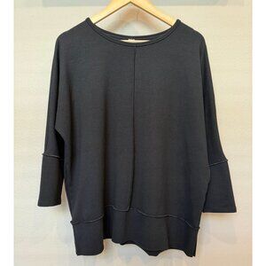 Spanx Women's Perfect Length Dolman Black Sweatshirt Medium 3/4 Sleeves Cozy